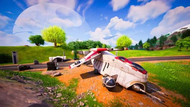 A crashed clone gunship in open grassland