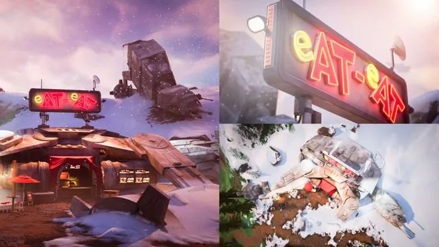 An AT-AT converted into a roadside diner