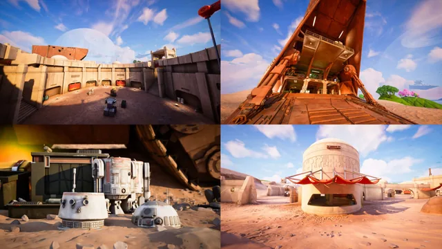 Outpost Enclave, its droids, domes and docked vessel