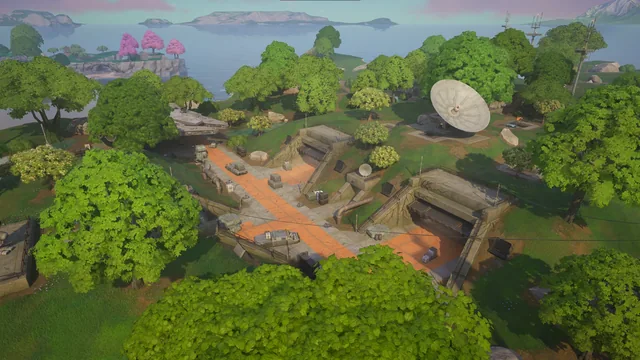 Resistance Base from above, dug into a green valley