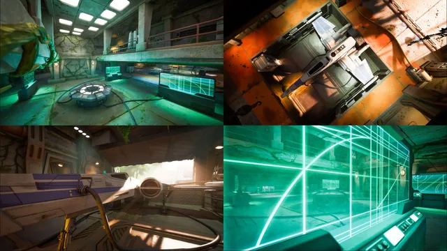 Resistance Base interiors, hangar and holographic map room