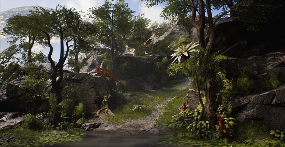 Overgrown jungle pathway on the Monolith map